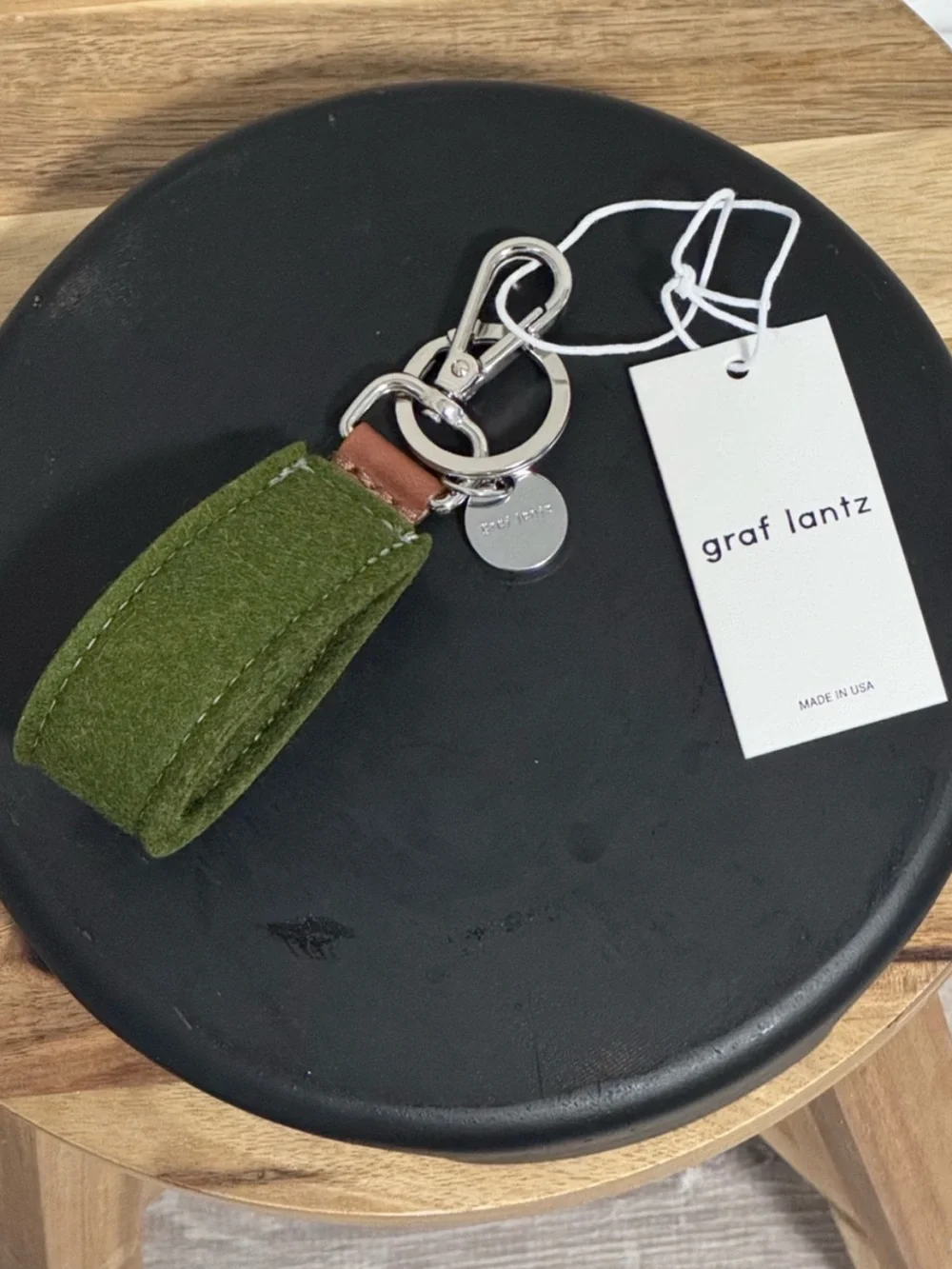 NWT Graf Lantz Merino Wool Loop Key Fob Moss Green